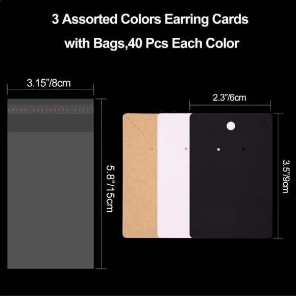 120PC Multi Pack! 60 Multicolored Jewelry Display Cards 60 Self Seal Clear Bags - Picture 3 of 7